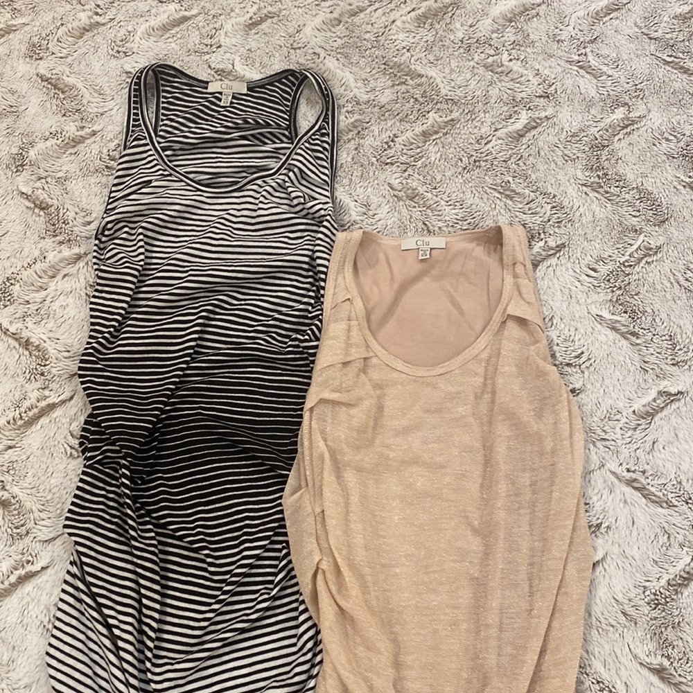 Clu Dresses:  Black & White Striped and Gold Shimmer. 34” length. Rouged - Picture 3 of 15